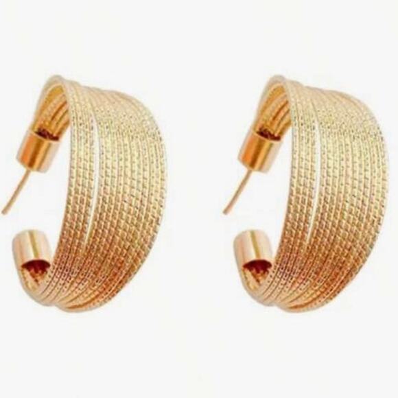 Gold Multi Circle Hoop Earrings - Picture 3 of 4